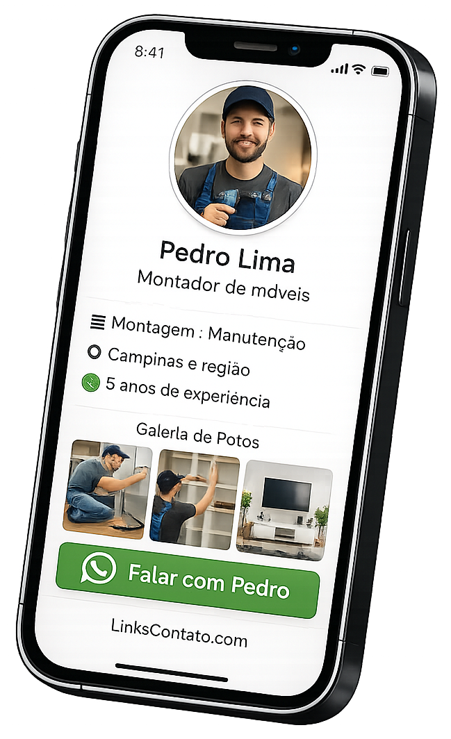 Mockup de perfil profissional de montador